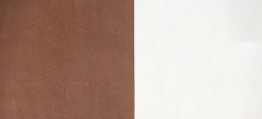 White and brown plastered wall banner background