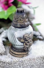 votive candle with angel - detail