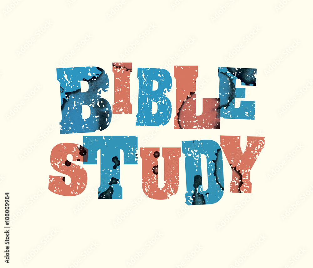 Wall mural bible study concept stamped word art illustration