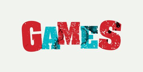 Games Concept Stamped Word Art Illustration