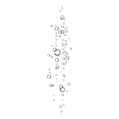  Underwater fizzing air bubbles stream on white  background.