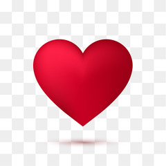 Soft red heart with transparent background. Vector illustration