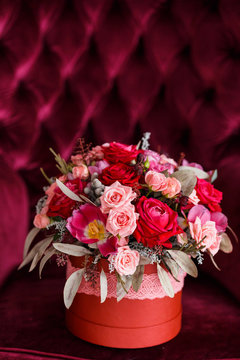gift for Valentine's Day in the form of a flower bucket