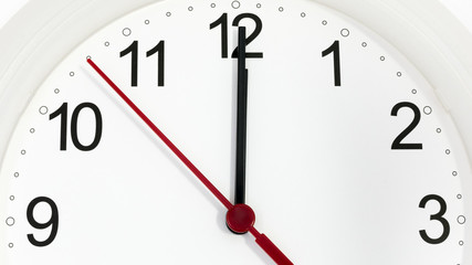 Closeup clock ticking showing twelve hours