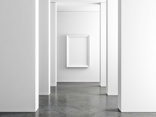 White poster Frame Mockup in empty interior, 3d rendering
