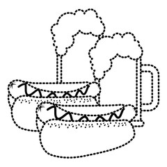 hot dogs and beers beverage combo food vector illustration