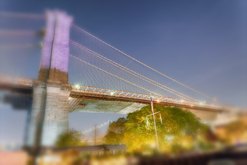 Night view of Brooklyn Bridge in New York City
