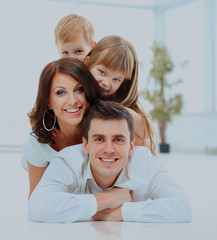 The pyramide of the smiling happy family.