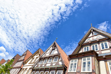 Celle, Germany. Colourful buildings in city center on a sunny day