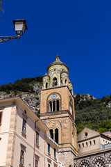 Fototapeta na wymiar Bell tower of the Amalfi Cathedral, Italy