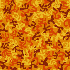 Seamless orange, red, yellow military camouflage pattern - Eps10 vector graphics and illustration