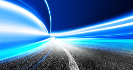 motion blur in futuristic tunnel