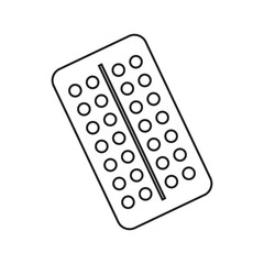 Icon blister with pills. Contour drawing without pouring. Vector illustration