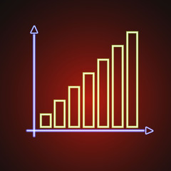Ascending bar graph illustration in glowing neon