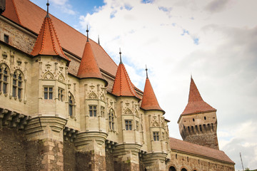 Fototapeta premium Corvinilor Castle small towers in Hunedoara city, Hunedoara County, Romania