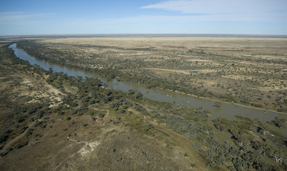 aerial view of  cooper creek in the far north of  South Australia