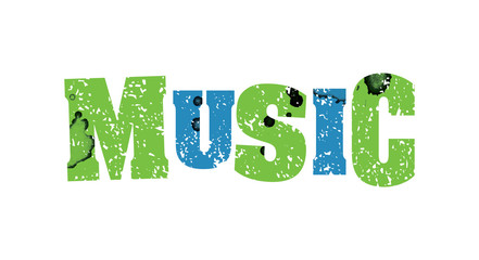 Music Concept Colorful Stamped Word Illustration