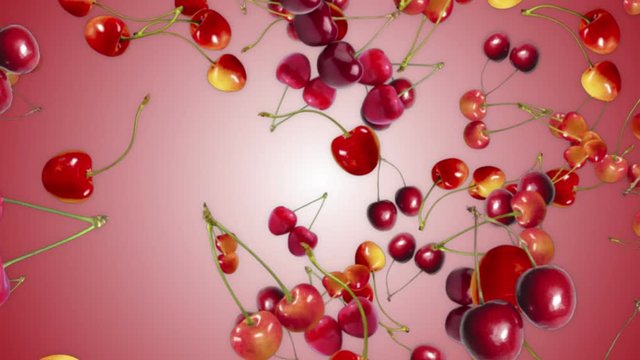 Falling CHERRIES Background, Loop, with Alpha Channel, 4k
