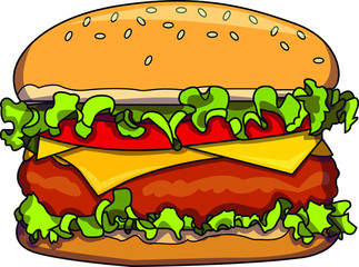 Vector illustration of a typical hamburger