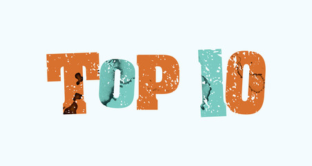 Top 10 Concept Colorful Stamped Word Illustration
