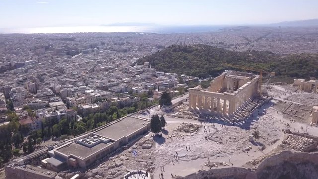 ACROPOLIS PARTHENON AND SEA AERIAL