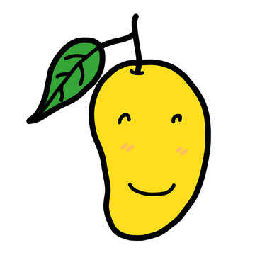smile mango / cartoon vector and illustration, hand drawn style, isolated on white background.