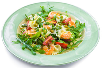 Pasta with shrimp and Greens