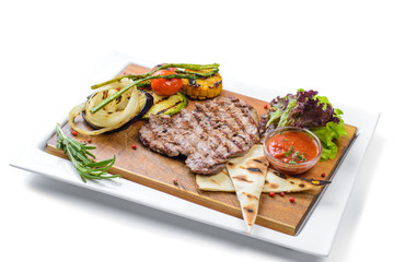 Grilled veal isolated on white