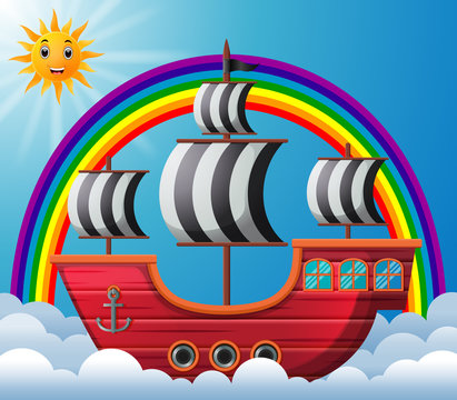 pirate ship in the sky illustration