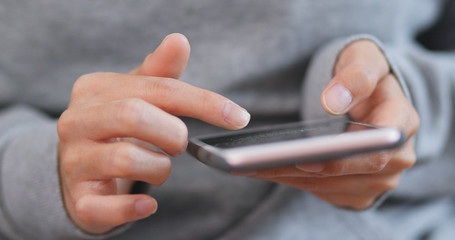 Close up of woman use of mobile phone