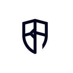 Initial letters line shield shape logo