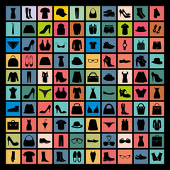 Vector Set of Fashion collection of wardrobe. Various clothing