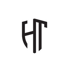 Initial letters line shield shape logo