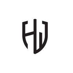 Initial letters line shield shape logo