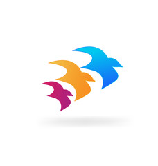 Obraz premium 3 flying birds together icon vector