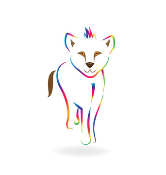 Rainbow baby lion line art vector symbol