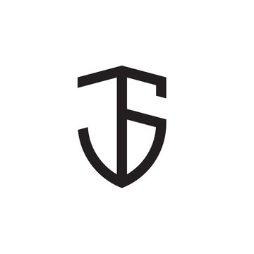Initial letters line shield shape logo