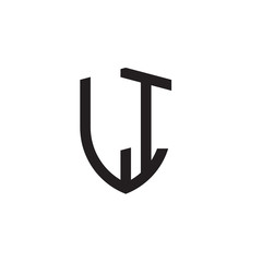 Initial letters line shield shape logo