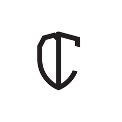 Initial letters line shield shape logo