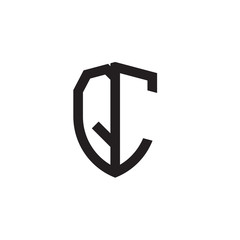 Initial letters line shield shape logo