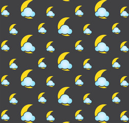 Moon and clouds icon pattern background ,Vector illustration background.