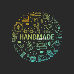 Naklejka premium Vector Hand made icons set