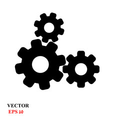 black cogs (gears). Icon