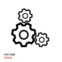 black cogs (gears). Icon