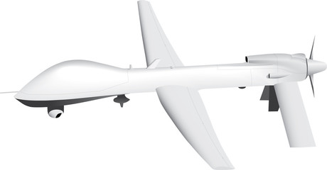 Predator Military Drone on White Background