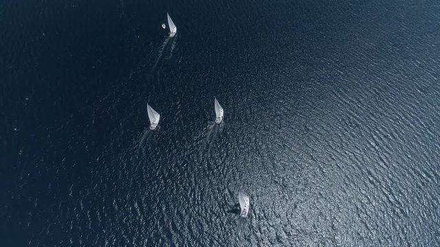 aerial view sailing yachts