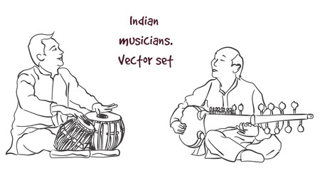 Vector silhouette of indian musician