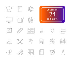 Line icons set. University pack. Vector illustration
