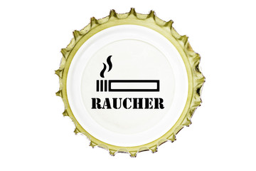 Zigarettensymbol in einem Kronkorken