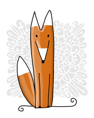 Cute red fox, sketch for your design